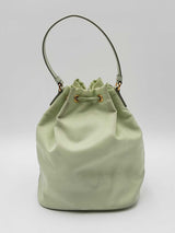 Prada Duet Bucket Bag In Acqua Green Renylon & Saffiano Leather Fw0326ixzdu