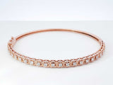 0.69 Cttw Diamond Bangle Bracelet In 14k Rose Gold 8.7 Grams 6 Inch Fw0426rpxdu