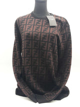 Fendi Ff Motif Brown Sweater Size Large Aa0525wxzsa