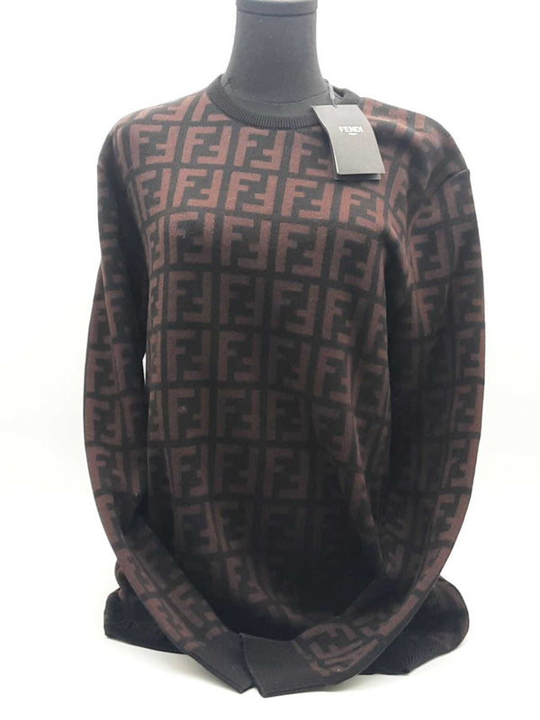 Fendi Ff Motif Brown Sweater Size Large Aa0525wxzsa