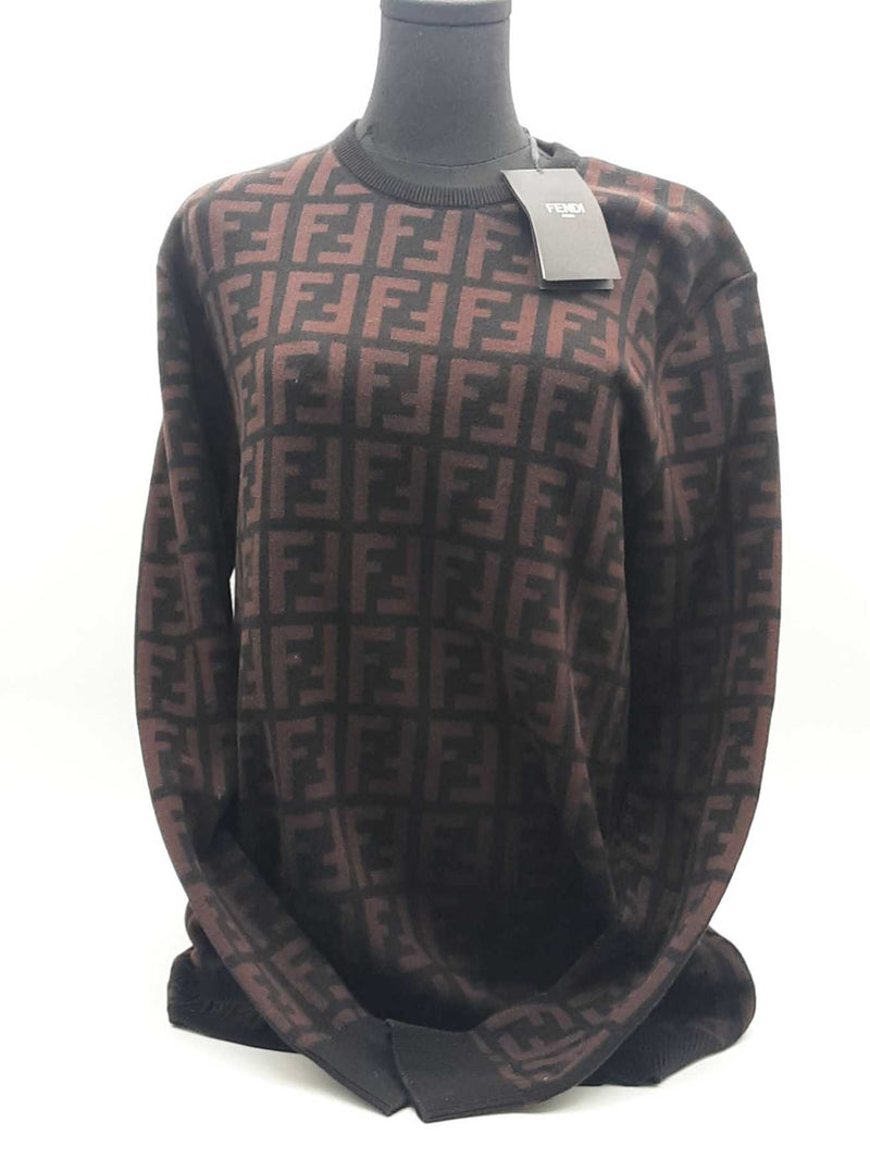 Fendi Ff Motif Brown Sweater Size Large Aa0525wxzsa