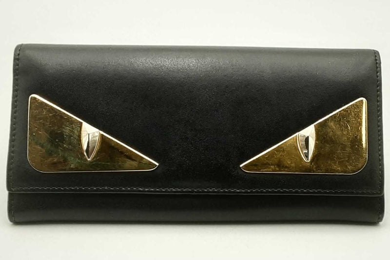 Fendi Monster Black Leather Wallet Eb0824lxzsa