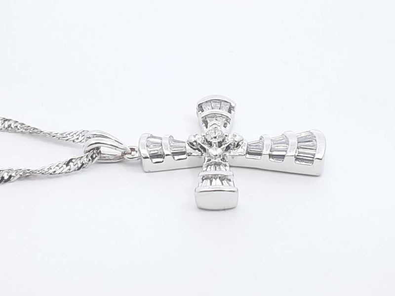 0.48 Cttw Diamond & 14k White Gold Cross Necklace 5.3 Gram 18.5 Inch Fw0425wrxdu