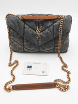 Yves Saint Laurent Denim Quilted Puffer Toy Bag Eb0626cxzsa