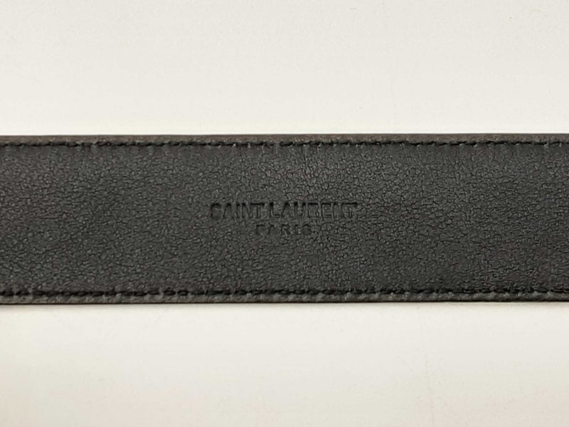 Saint Laurent Cassandre Black Leather Belt & Silver-tone Buckle Fw0225oxzdu