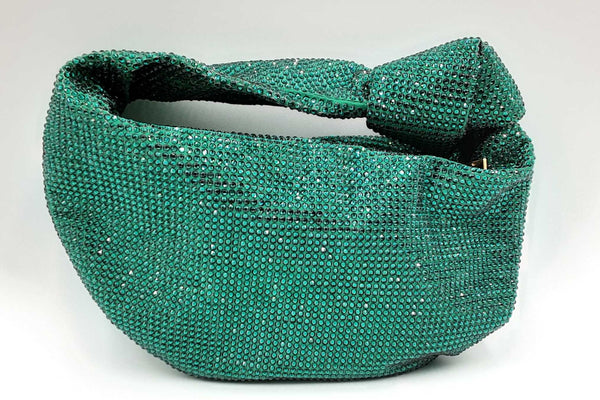 Bottega Veneta Crystal Embellished Green Satin Mini Hotfix Jodie Eb0724exzdu