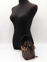 Fendi Mini Mon Tresor Bucket Bag In Zucca Embossed Calfskin Leather Fw0426przdu