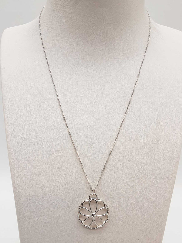 Tiffany & Co. Garden Flower Medallion 0.925 Silver 2.6g Necklace 16in Do1025crde