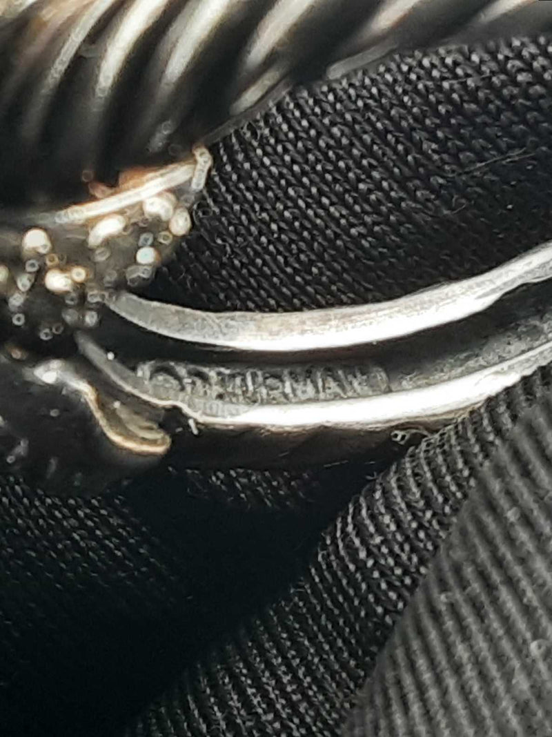 David Yurman Sterling Silver 18k & Diamond Cable Ring 6.6g Size 5.75 Fw0625loxdu
