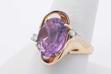 Oval Purple Gemstone & Diamond Ring In 14k Yellow Gold 5.8 Grams Size 8.5 Eb0226oxzsa