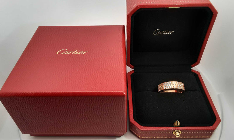 Cartier 18k Rose Gold 0.66ctw Diamond Love Ring Size 8.5 Hs0424rxzxsa