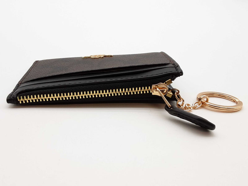 Coach Mini Skinny Brown Signature Coated Canvas Id Case Do0325orde