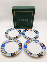 Gucci Multicolored Guccissimo Porcelain Dessert Plate Set 4 Do1225prxde