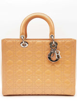 Christian Dior Lady Dior Cannage Patent Leather Tote Bag Eb0826cxzde