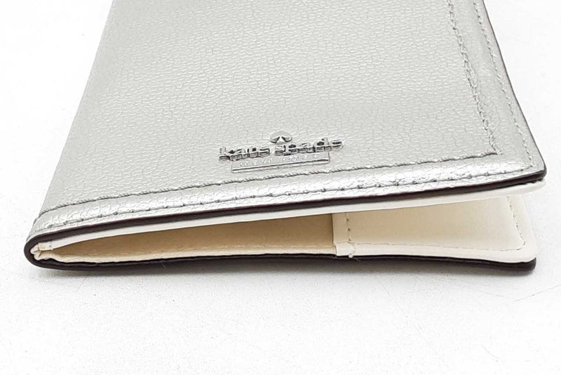 Kate Spade Silver Metallic Leather Passport Holder Wallet Eb1025lrdu