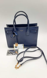 Yves Saint Laurent Navy Blue Leather Sac De Jour Top Handle Bag 144010031787