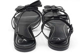 Valentino Garavani French Bow Black Leather Sandals Size 39 Eb1225crdu