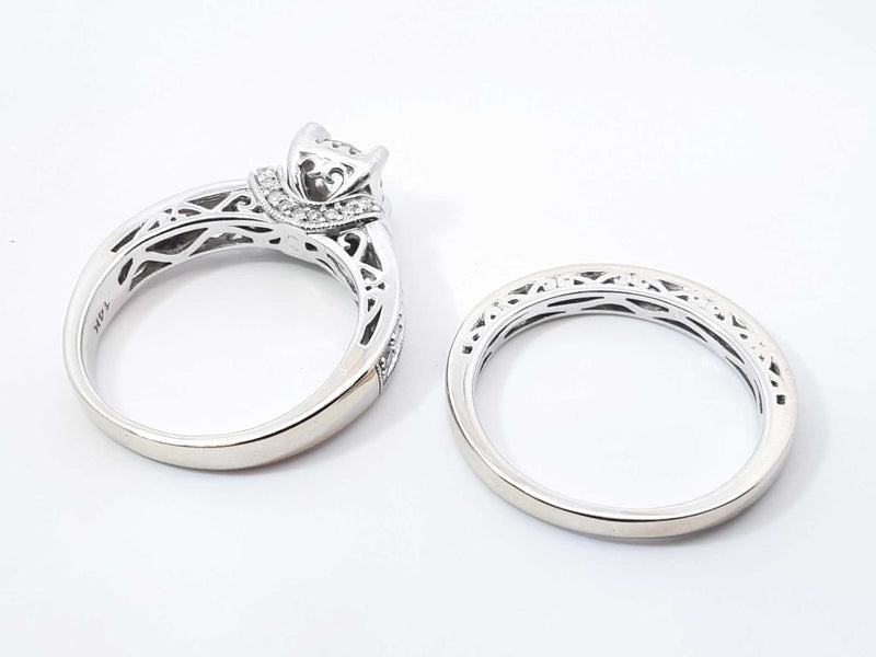 1.58 Cttw Diamond & 14k White Gold Wedding Set 8.1 Grams Size 7 Fw1224lxzxdu