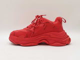 Balenciaga Triple S Sneakers In Red Allover Logo Faux Leather Size 8 Fw0926lrxdu