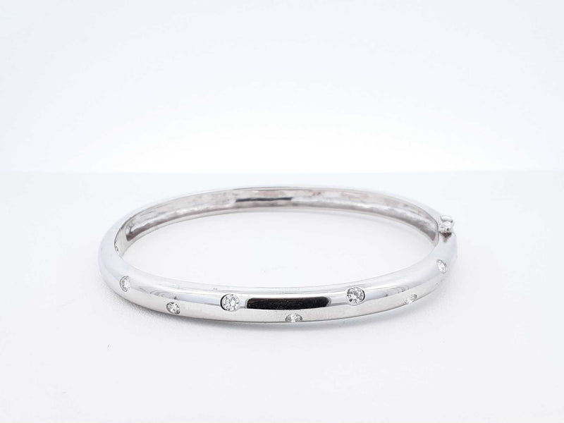 0.40 Cttw Diamond & 18k White Gold Bangle Bracelet 16 Grams 6 Inch Fw0925czxdu