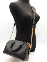 Louis Vuitton 20 Speedy Black Monogram Empreinte Leather Crossbody Bag Do0425lwxzde