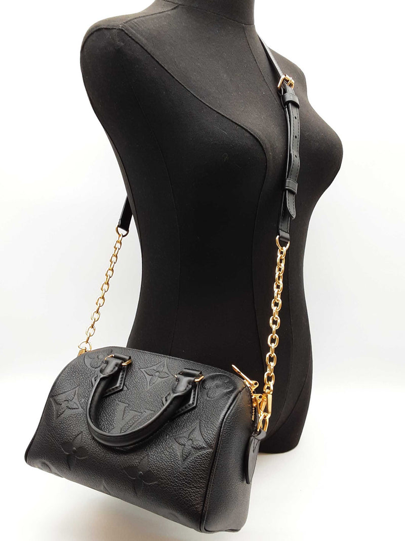 Louis Vuitton 20 Speedy Black Monogram Empreinte Leather Crossbody Bag Do0425lwxzde