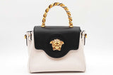 Versace La Medusa Black & White Leather Top Handle Bag Eb0926erxde