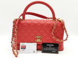 Chanel Coco Large Red Quilted Caviar Leather Top Handle Bag Do0825rzxzde