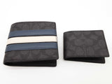 Coach 3 In 1 Gray Signature Canvas Varsity Strips Bifold Wallet Do0926orde