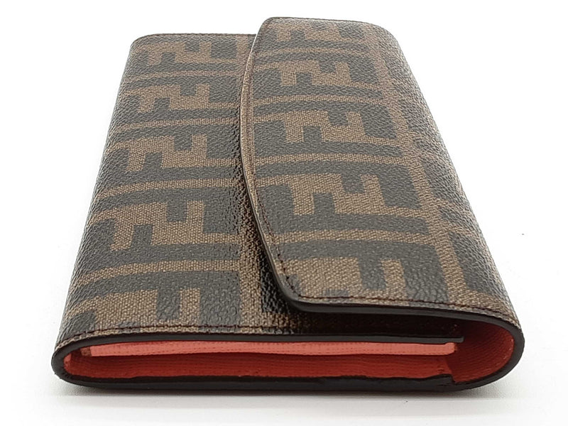 Fendi Zucca Tobacco Brown Logo Coated Canvas Wallet Do0325lcrde