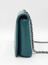 Chanel Full Flap Crossbody Bag In Teal Quilted Crumpled Calfskin Fw0925ozxzdu