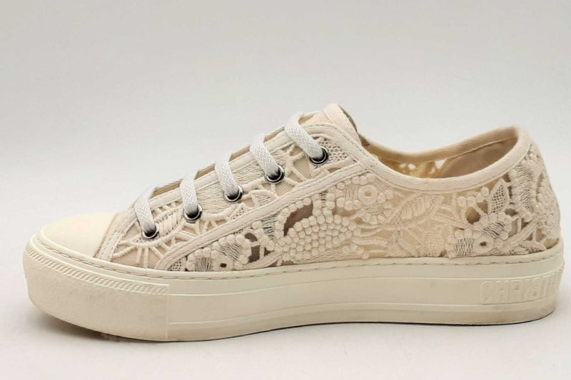 Christian Dior Walk N Dior Lace Macrame Embroidery Sneakers Size 37 Eb1224lrxsa