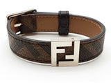 Fendi Ff Brown Coated Canvas Leather Reversible Bracelet Do0925oxzde