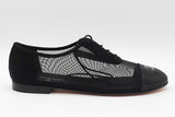 Chanel Mesh Crystal Cap Toe Cc Lace Up Oxfords Size 40 Eb1225lpxdu