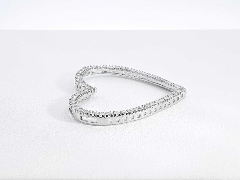 0.58 Cttw Diamond & 10k White Gold Open Heart Pendant 2.6 Grams Fw0625lrzdu