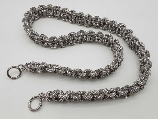 Panoptic Silver Rhinestone Crossbody Bag Strap Do1224wsde