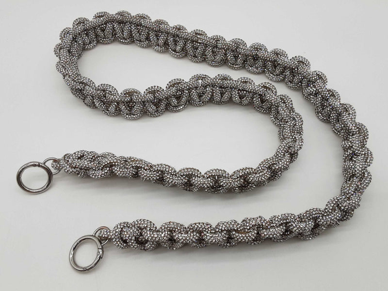 Panoptic Silver Rhinestone Crossbody Bag Strap Do1224wsde