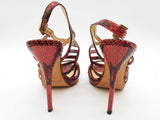 Jimmy Choo Red Python Printed Snakeskin Leather Heels Size Eu 40 Do0826lxzde