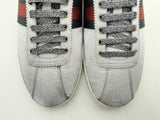 Gucci Bambi Web Silver Sparkle Sneakers Size 9 Fw0724lxzsa