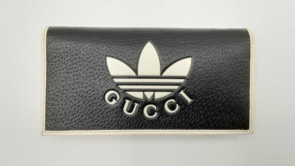 Gucci X Adidas Black & White Leather Wallet On Chain Fw1124wrxdu