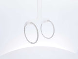 0.60 Cttw Diamond & 14k White Gold Front-facing Hoop Earrings 4.9 Grams Fw0726wrxdu