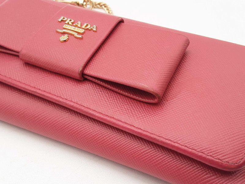 Prada Ribbon Saffiano Leather Long Wallet On Chain Fw0125lrxsa