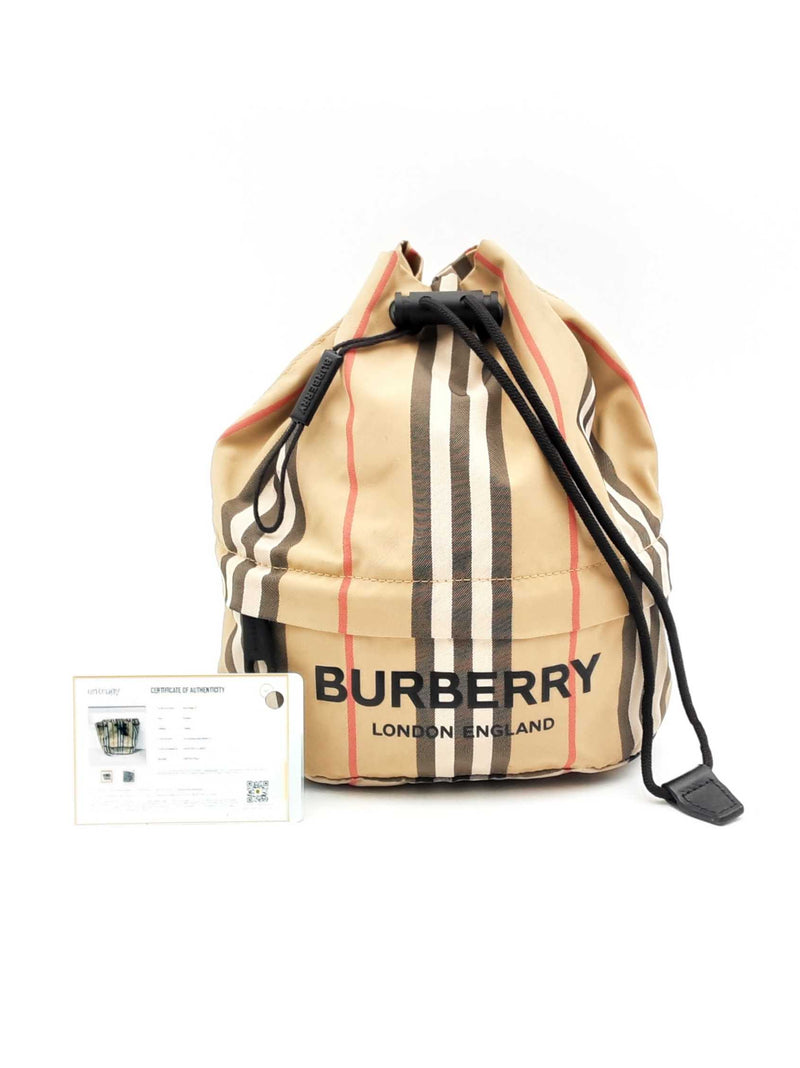 Burberry Phoebe Heritage Stripe Eco-nylon Drawstring Bucket Bag Fw0125crsa