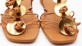 Tory Burch Artisanal Knot Leather Sandals Size 7.5 M Eb0126pxdu