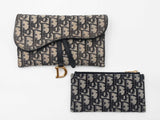 Christian Dior Saddle Pouch With Chain In Blue Oblique Jacquard Fw1026wzxdu