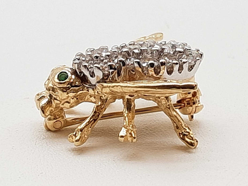 0.70 Cttw Diamonds 14k Two Tone Yellow White Gold 5.0g Bee Pin Do0425wexde