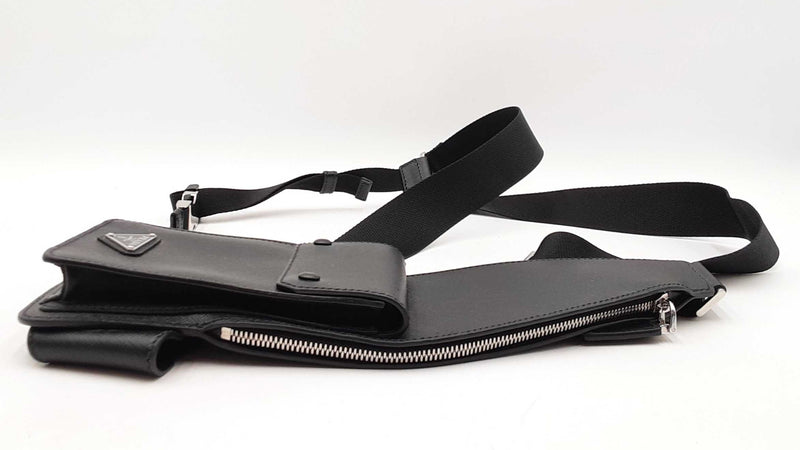 Prada Multi-strap Travel Sling Bag In Black Saffiano Leather Fw0925wrxdu
