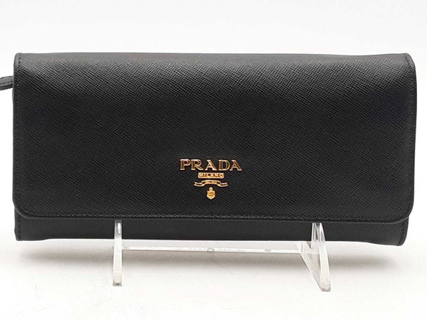 Prada Saffiano Leather Wallet Black Aa1125orzsa