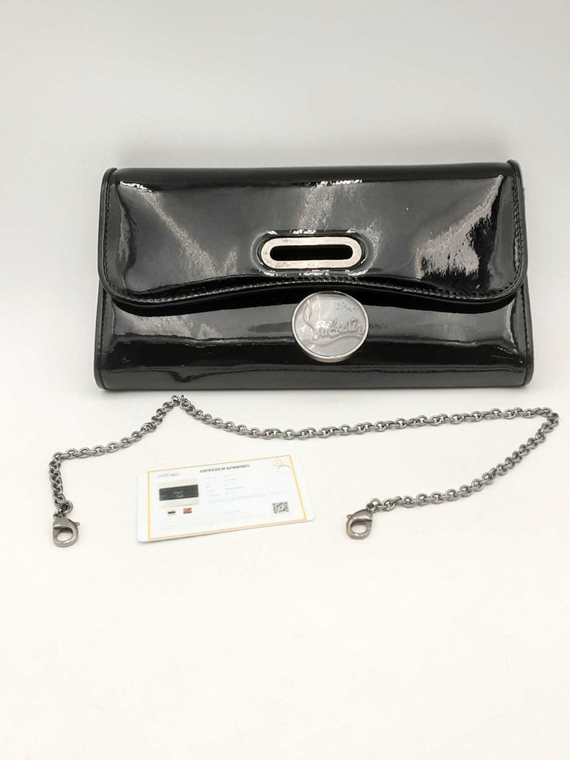 Christian Louboutin Black Patent Leather Riviera Clutch Eb0425oxzsa