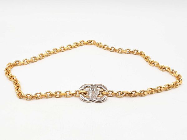 Chanel Cc Logo Silver-tone Belt Buckle & Gold-tone Chain Belt Fw0725ixzdu